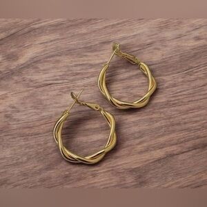 Brand new Golden Tone Twisted Hoop Earrings